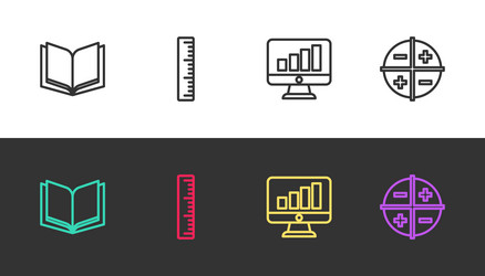 set line open book ruler computer monitor vector image