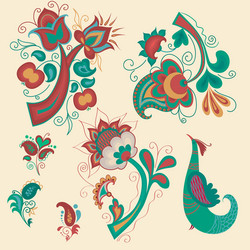 set of patterns in russian style vector image