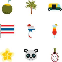 attractions of thailand icons set flat style vector