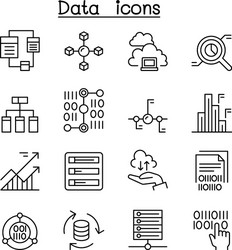 Data Chart Icon Set - Database & Analytics vector image