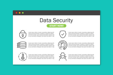 data security website in browser window a flat vector image