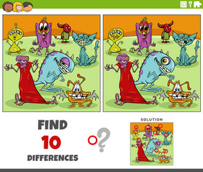 Differences activity with cartoon monsters vector