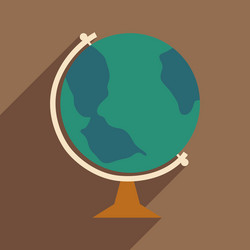 Flat with shadow icon and mobile application globe vector