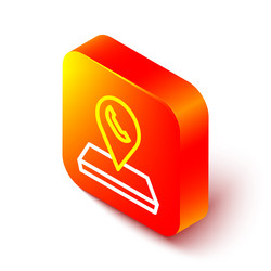 isometric line map pointer with telephone vector image