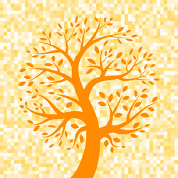 Orange tree icon on pixel background vector