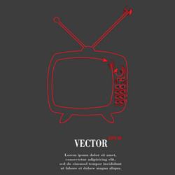 Retro tv flat modern web button and space for your vector