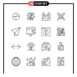 Set 16 line style icons for web and mobile vector