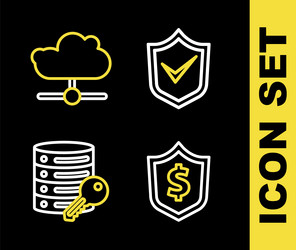 set line shield with check mark dollar server vector image