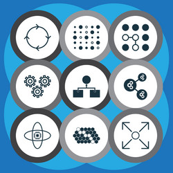 set of 9 robotics icons includes mechanism parts vector image