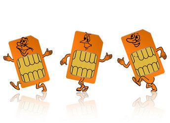 Sim card in the form of little people vector