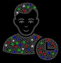 bright mesh network user time with flare spots vector image