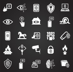 cyber security and computer set on black vector image