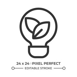 lightbulb with leaves inside line ui icon vector image