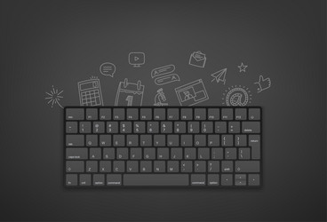 modern keyboard with doodling elements doing vector image
