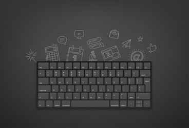 modern keyboard with doodling elements doing vector