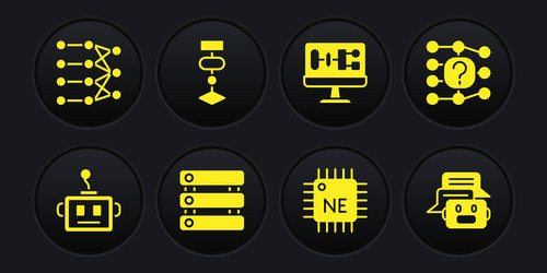 set artificial intelligence robot neural network vector image