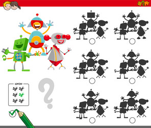 Shadows game with robots characters vector