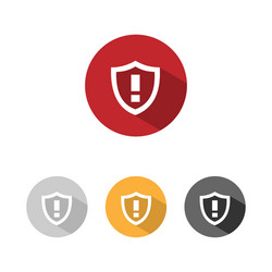 warning shield icon with shade on colored buttons vector