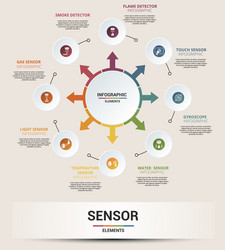 infographic sensor template icons in different vector image