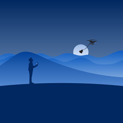 man using drone to send heart shape his lover vector image