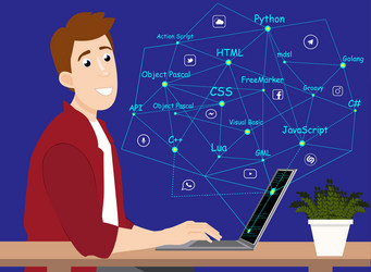 mobile application developer working icon vector image