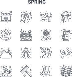 set 16 spring concept line icons 64x64 thin vector image