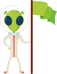 Design of cute alien waving hand on the planet 5054343 Vector Art