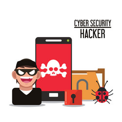 Cyber security system smartphone hacker design vector