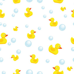 Rubber ducks in soap bubbles seamless pattern Vector Image
