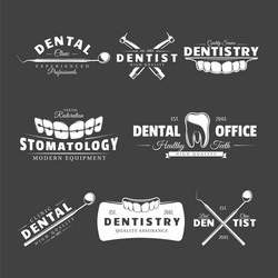 Set dental labels vector