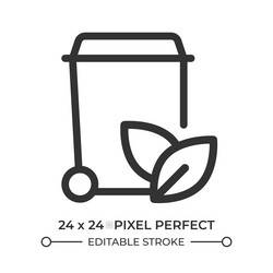 trash can with leaves line ui icon vector image