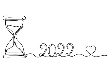 Abstract clock with 2022 year as line drawing vector