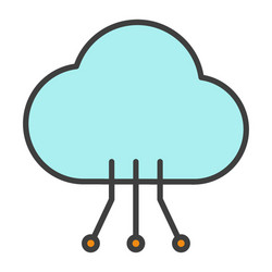 cloud technology line icon with circuit pattern vector image