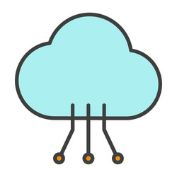 Cloud technology line icon with circuit pattern vector