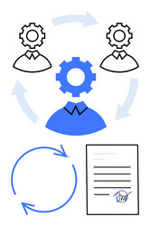 collaborative workflow with team members document vector image