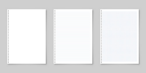 realistic blank lined paper sheet with shadow vector image