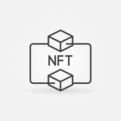 nft with two blockchain blocks linear vector image