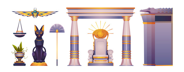 Egyptian Pharaoh Throne Set Royalty Free Vector Image