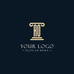 ao initial monogram logos with pillar shapes style vector image