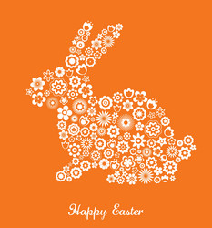 Easter Card with Bunny and Flowers Vector Image