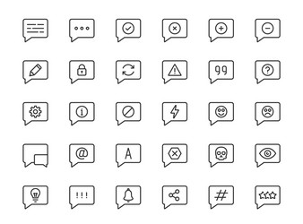 message or notification icon set in thin line vector