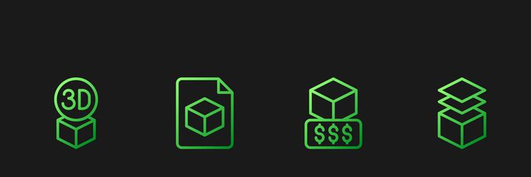 set line 3d printer services isometric cube file vector image