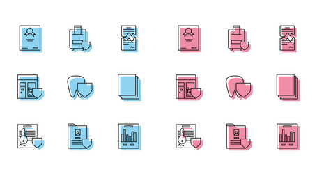 set line document with key shield vector image