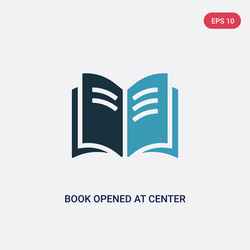 Two color book opened at center icon from user vector