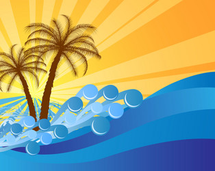 abstract island text frame with palm trees vector image