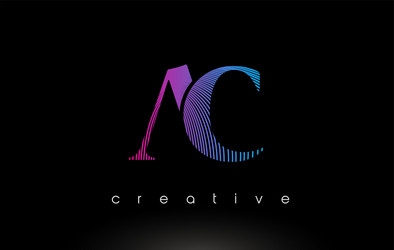 Ac logo design with multiple lines and purple vector