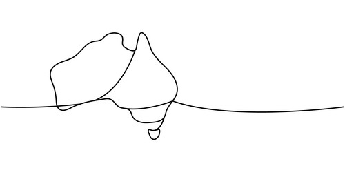 australia silhouette one line continuous drawing vector