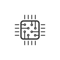computer cpu icon in flat style circuit board vector image