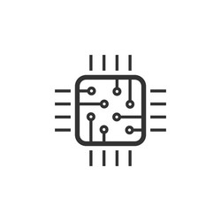 computer cpu icon in flat style circuit board vector