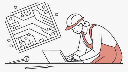 electronics engineer working on circuit board vector image